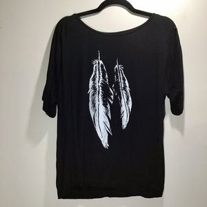 Free Spirit Feathers Top with Slit Sleeves sz M